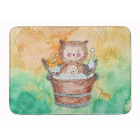 Carolines Treasures Owl Bathing Watercolor Machine Washable Memory Foam Mat BB7342RUG